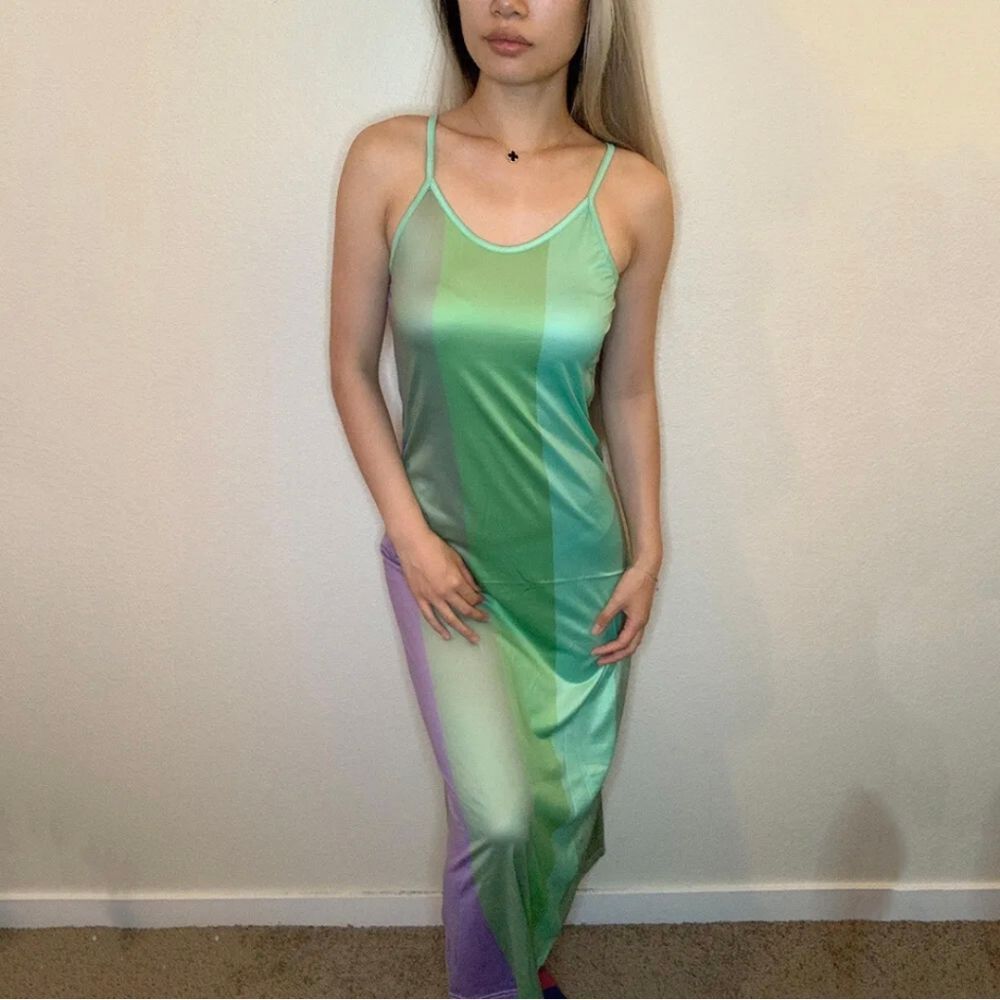 Women's Summer Gradient Long Rainbow Maxi Dress Ladies Boho Holiday Beach Party